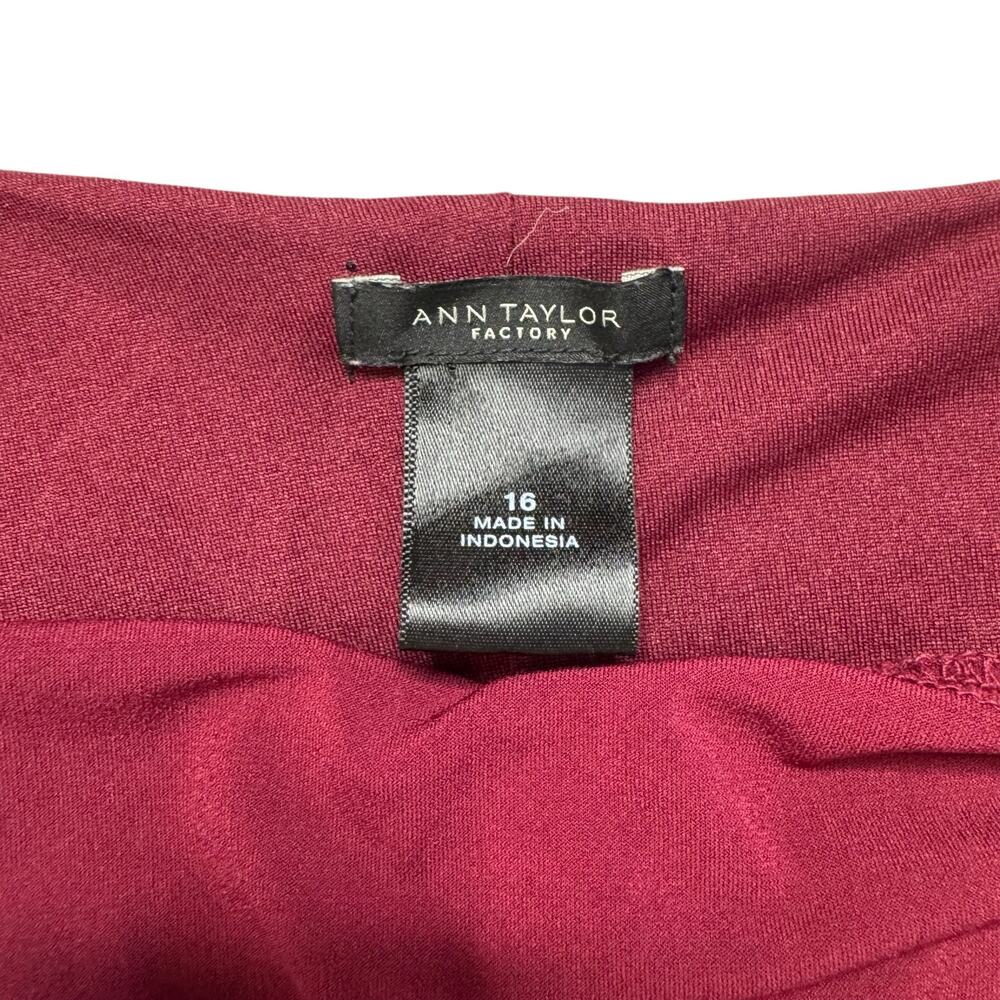 ANN TAYLOR Jersey Draped Sleeveless Dress in Garnet Red Size 16 Womens Career - Picture 6 of 10